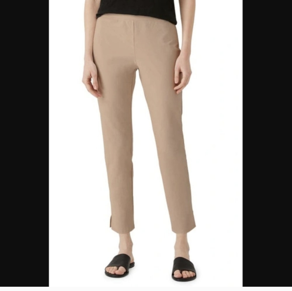 Eileen Fisher‎ straight flat front side zip kaki pants size SP